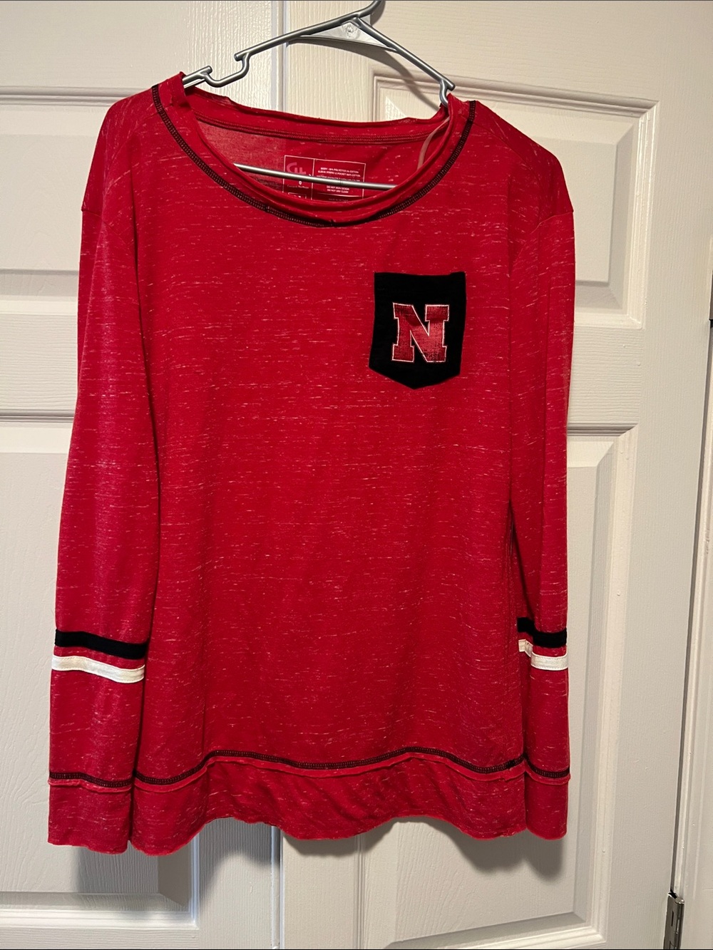 Campus Heritage Red Long-Sleeve Pullover with Pocket 'N' Nebraska Huskers